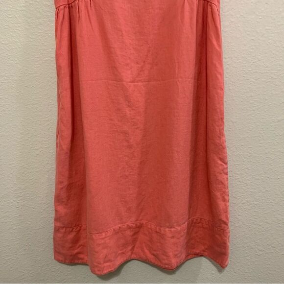 Garnet Hill Linen Dress Women’s 4 Orange Sleeveless Scoop Neck Relaxed. - Picture 6 of 13